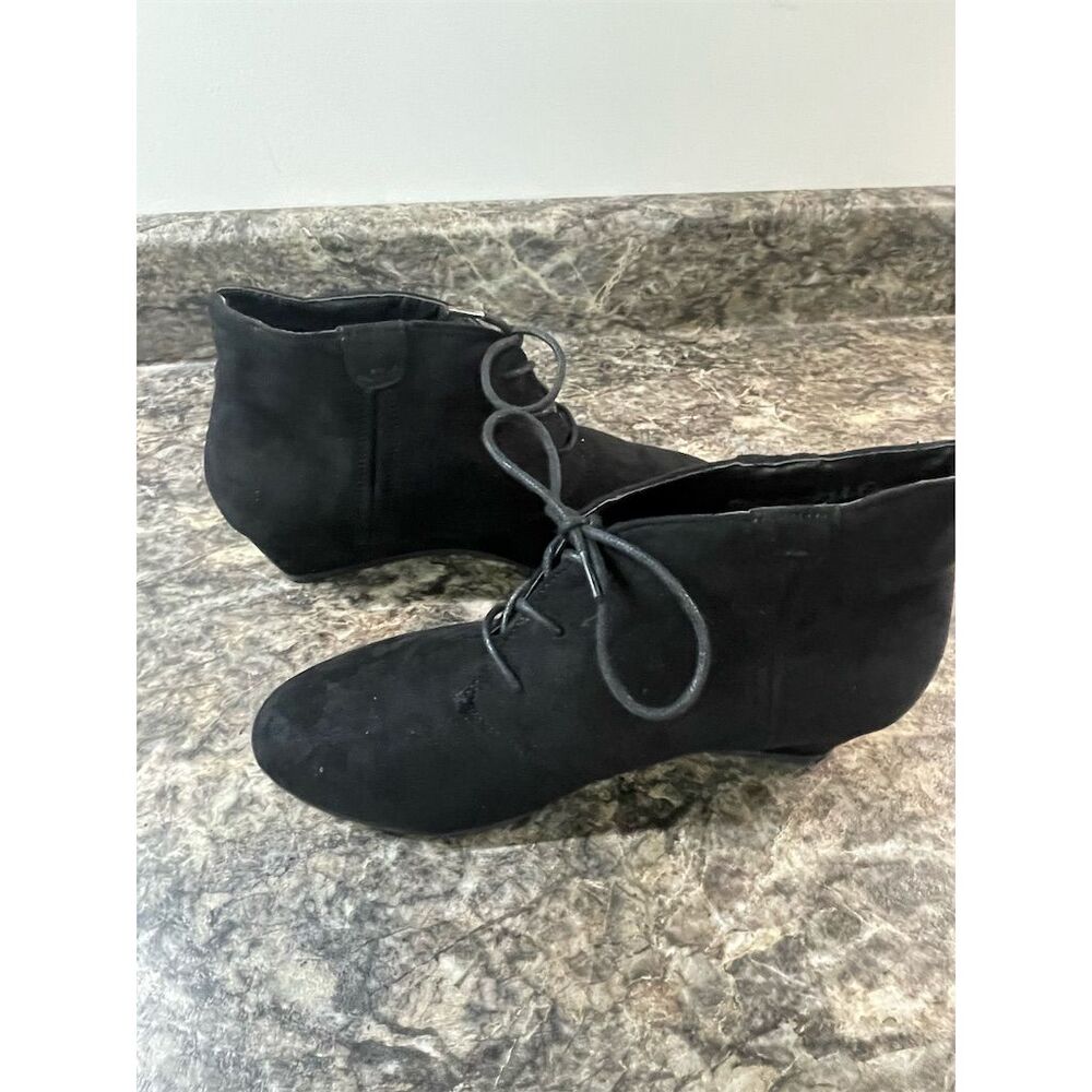 Marbella Women's Black Suede Wedge Ankle Boots Size 10M - Picture 3 of 10